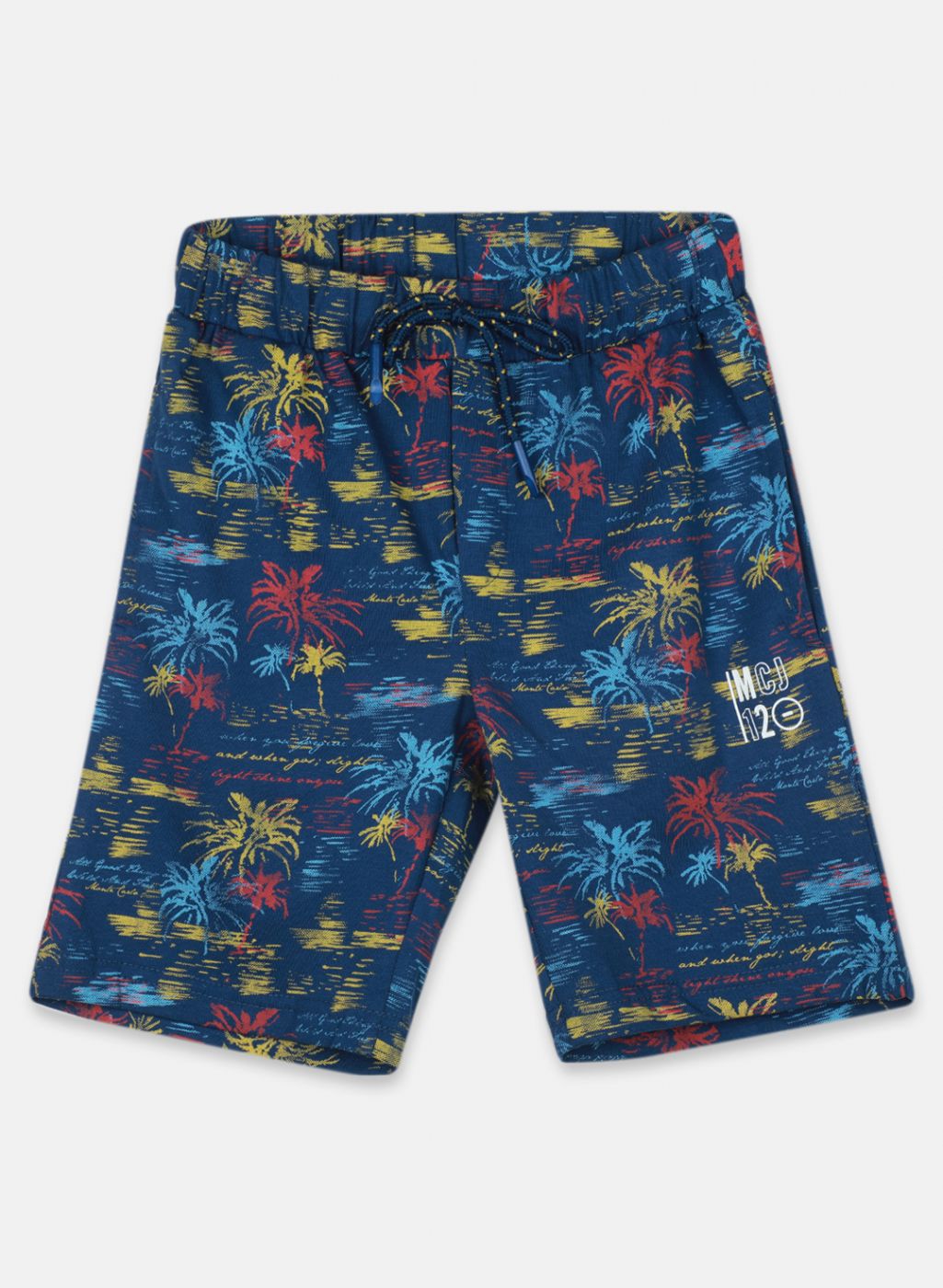 Boys Blue Printed Bermuda Set