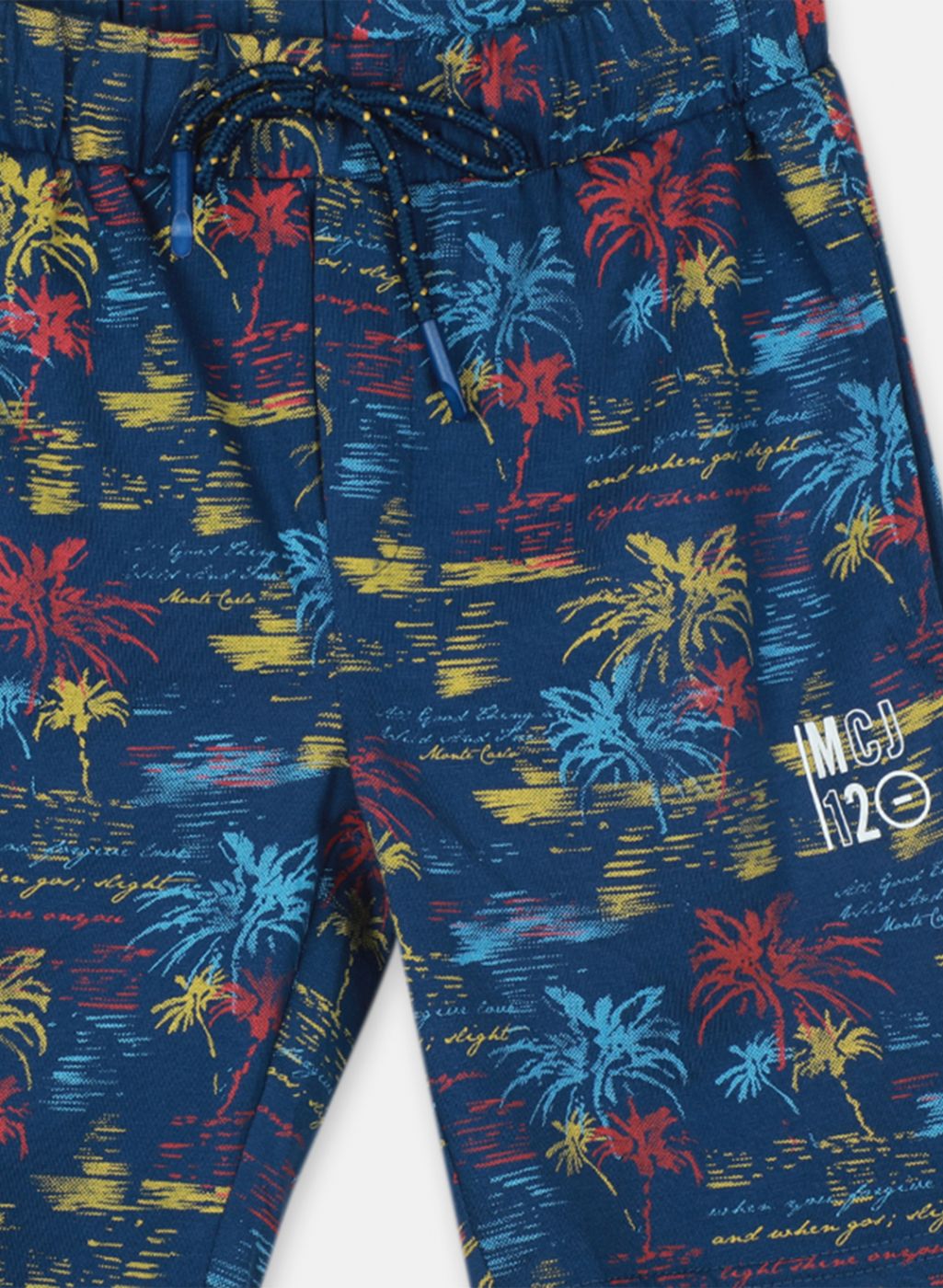 Boys Blue Printed Bermuda Set
