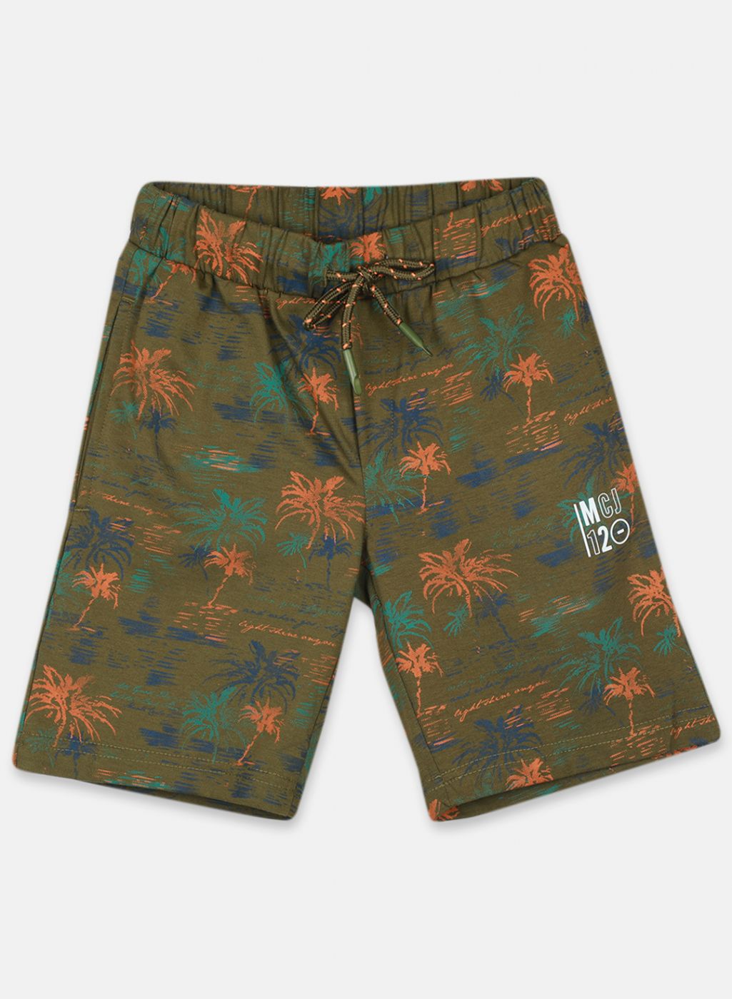 Boys Green Printed Bermuda Set