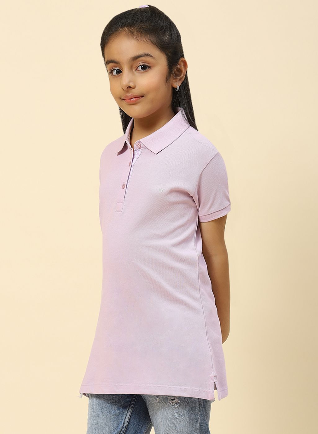 Girls Purple Plain T-Shirt