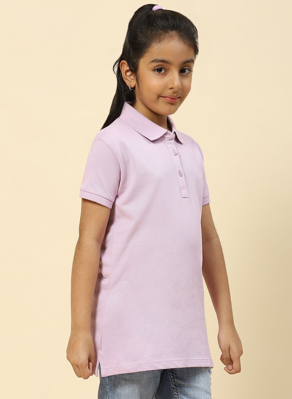 Girls Purple Plain T-Shirt