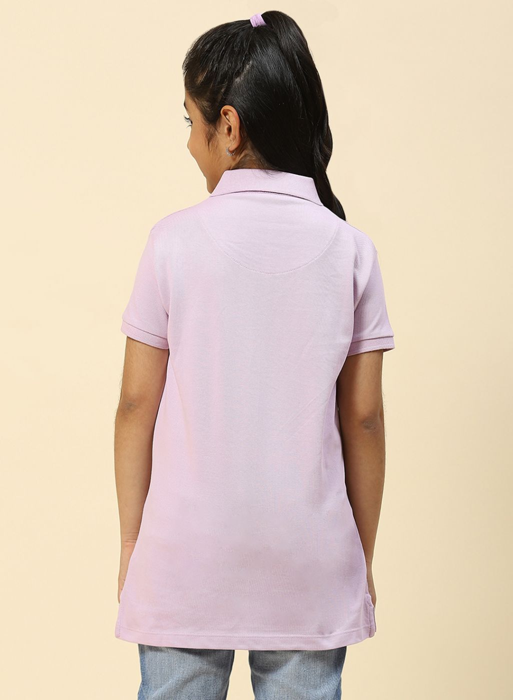 Girls Purple Plain T-Shirt