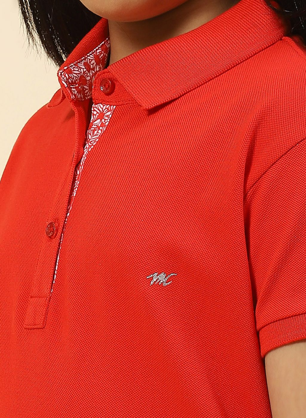 Girls Red Plain T-Shirt