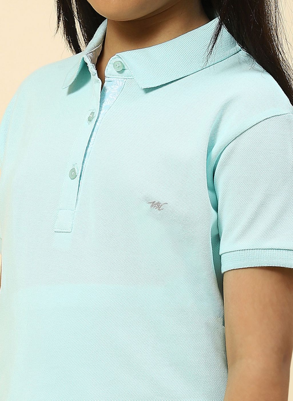 Girls Aqua Blue Plain T-Shirt