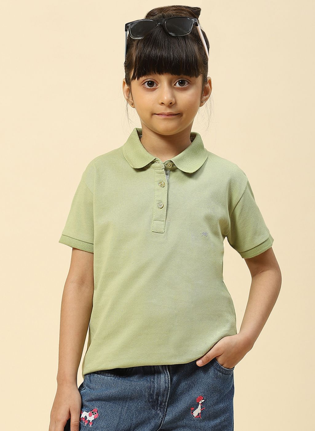 Girls Green Printed Shirt