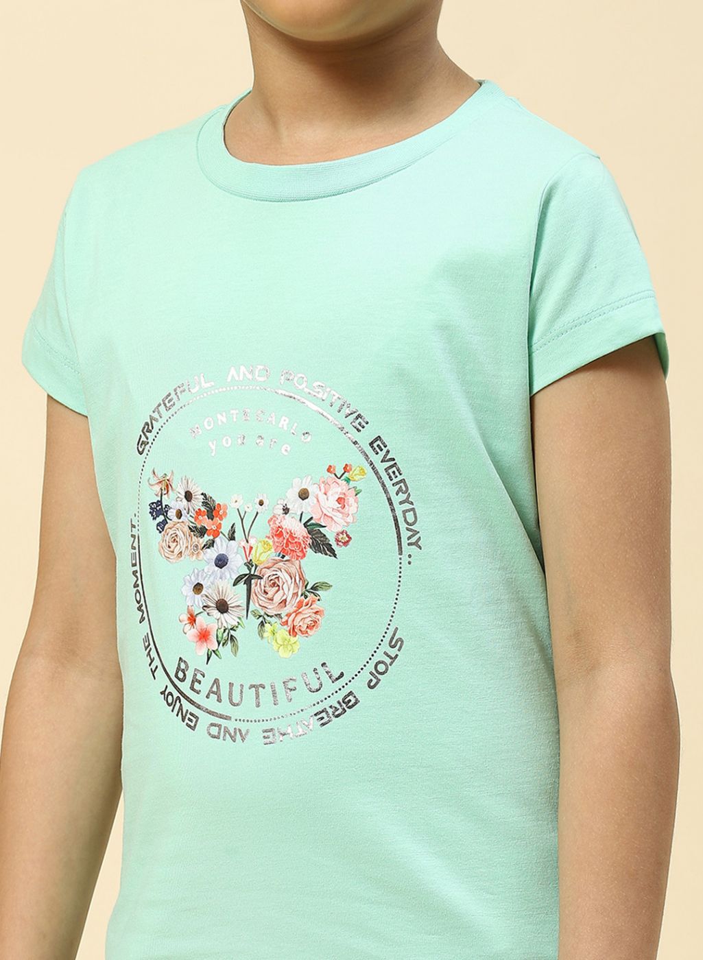 Girls Green Printed Top