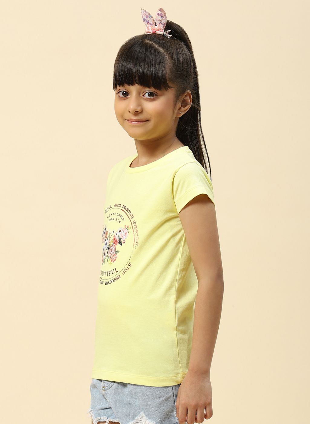 Girls Yellow Printed Top