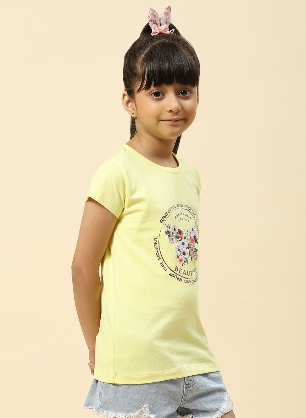 Girls Yellow Printed Top