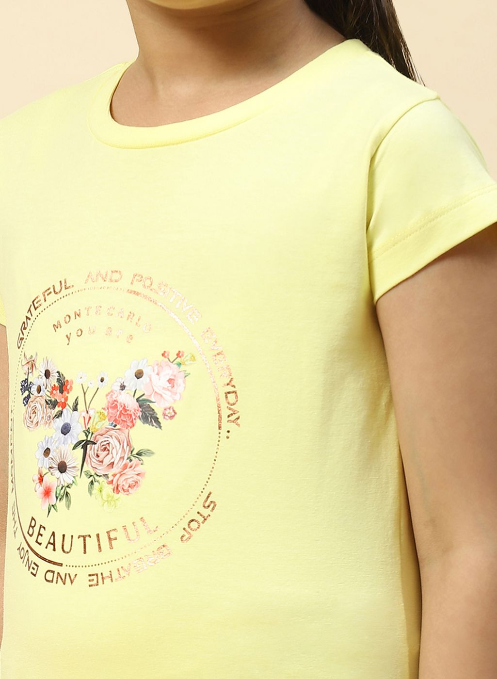 Girls Yellow Printed Top