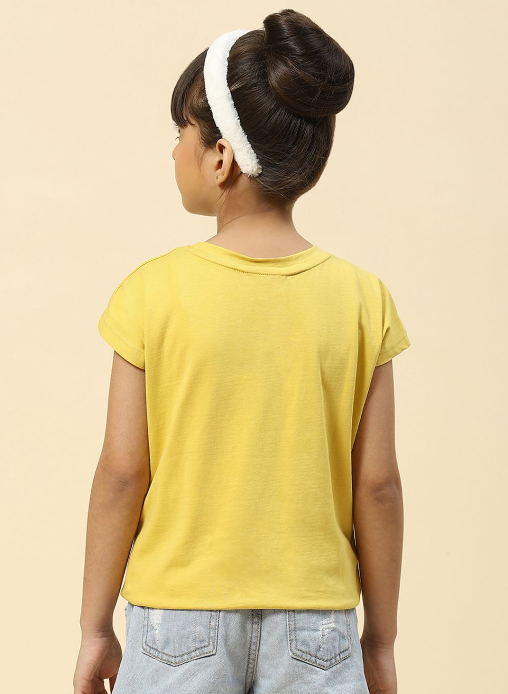 Girls Yellow Printed Top