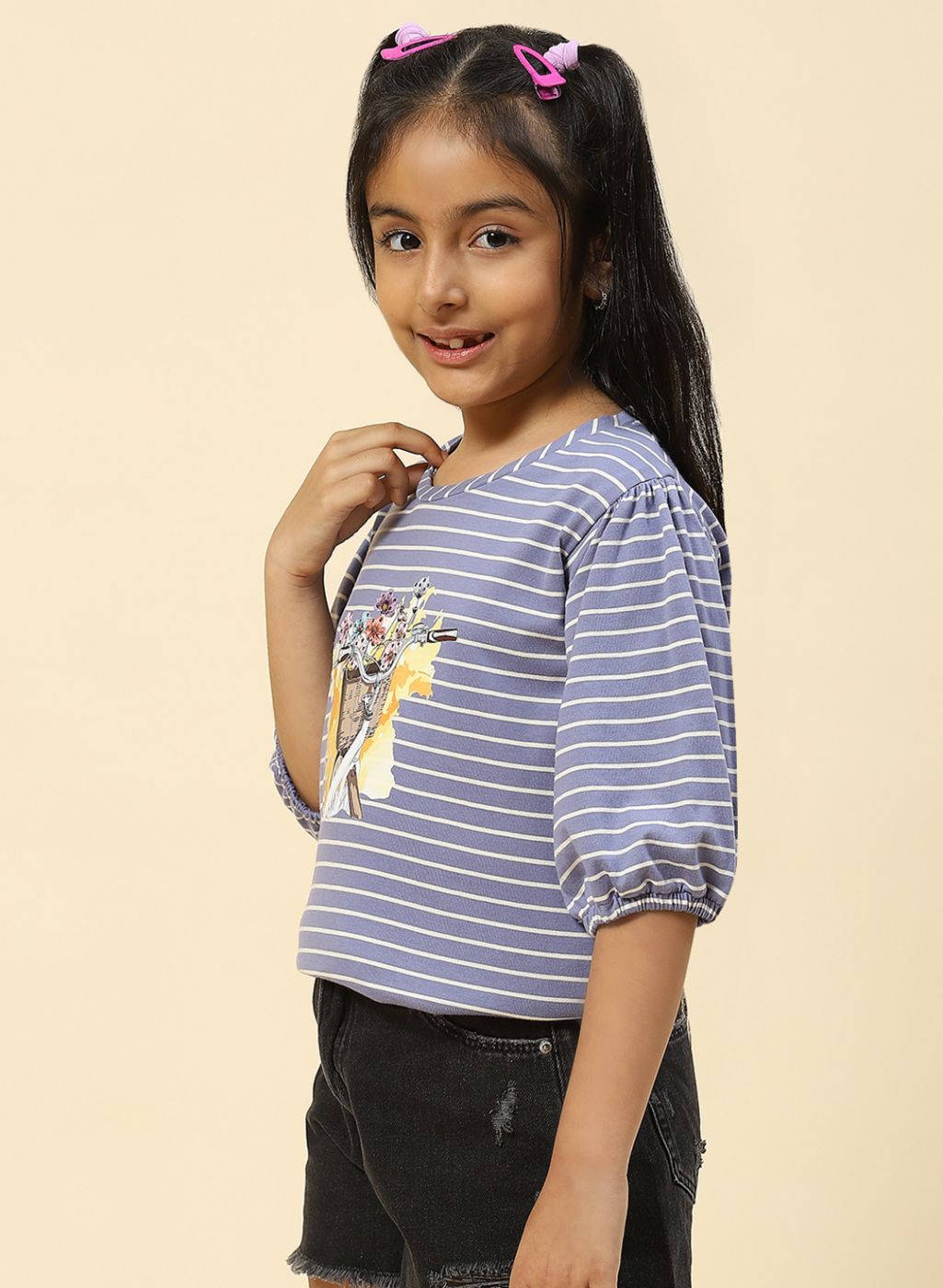 Girls Blue Stripe Top