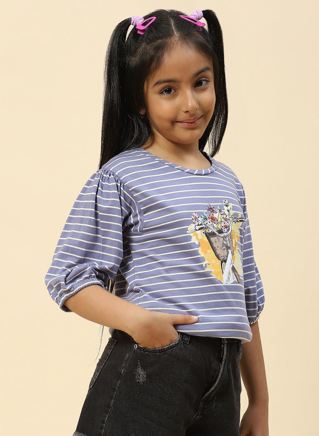 Girls Blue Stripe Top