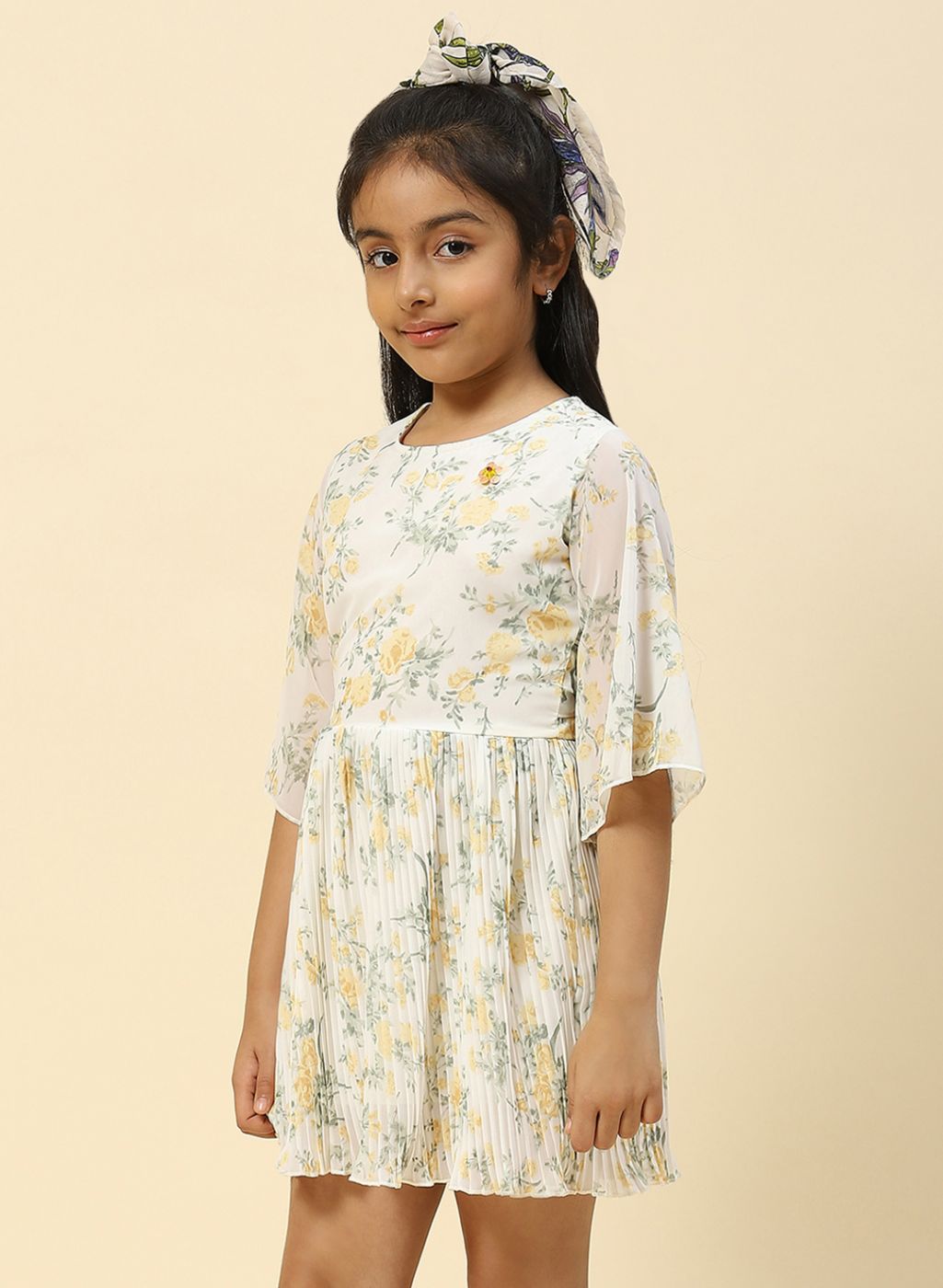 Girls Yellow Printed Dress