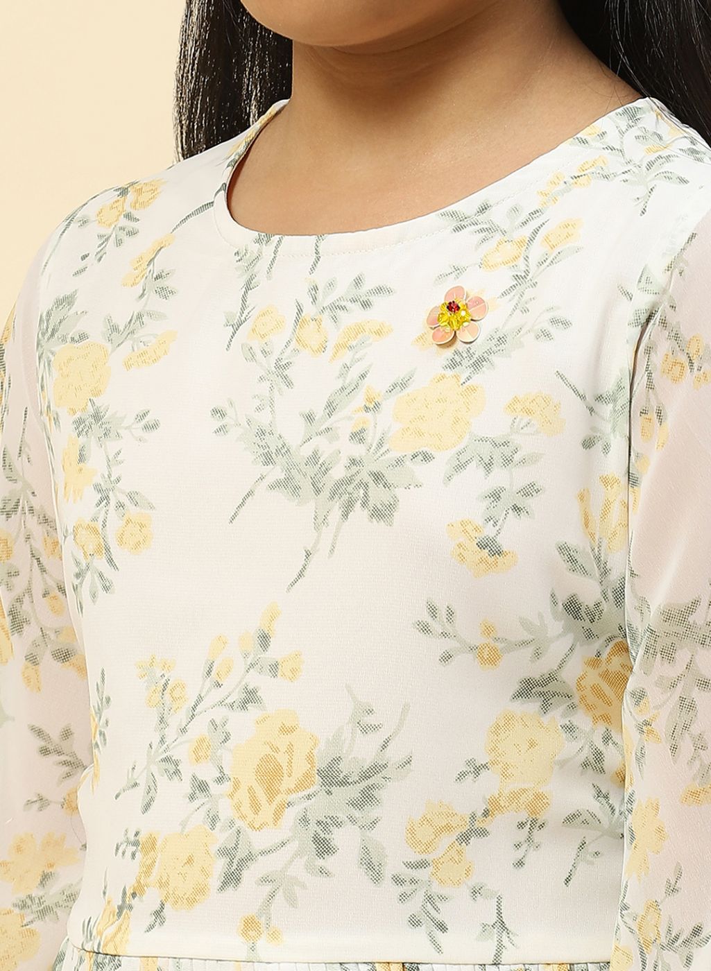 Girls Yellow Printed Dress