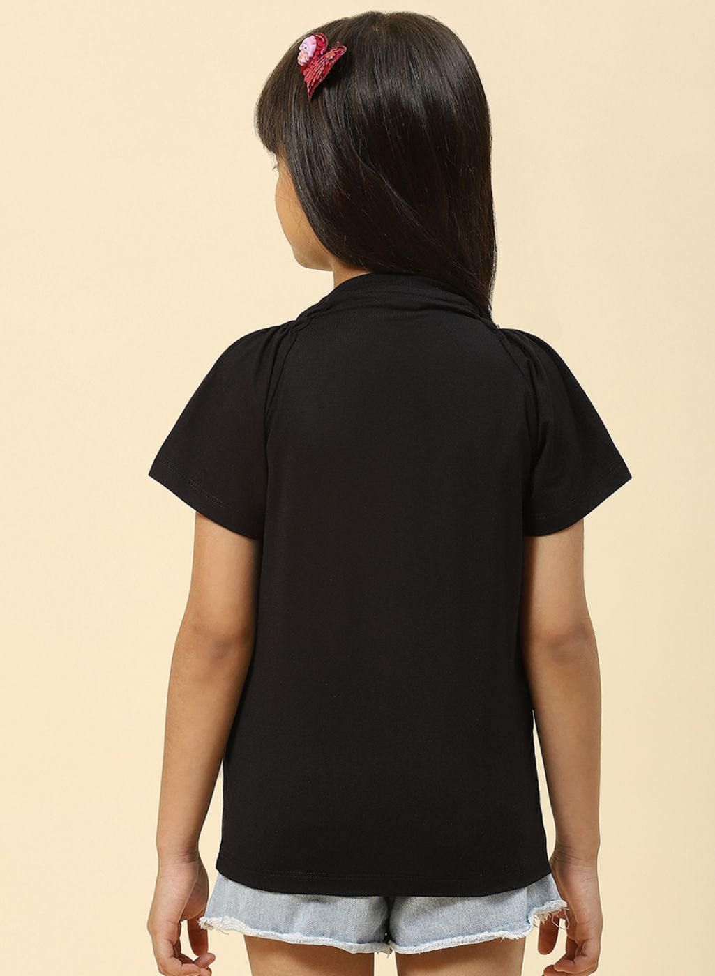 Girls Black Printed Top