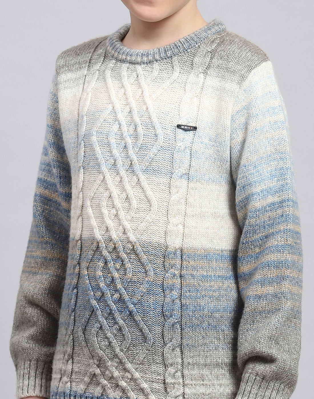 Boys Multicolor Self Design Round Neck Full Sleeve Sweater