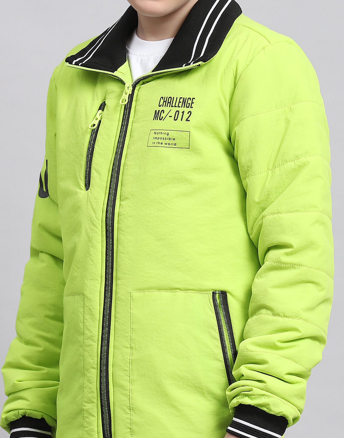 Boys Green Printed Collar Full Sleeve Boys Jacket