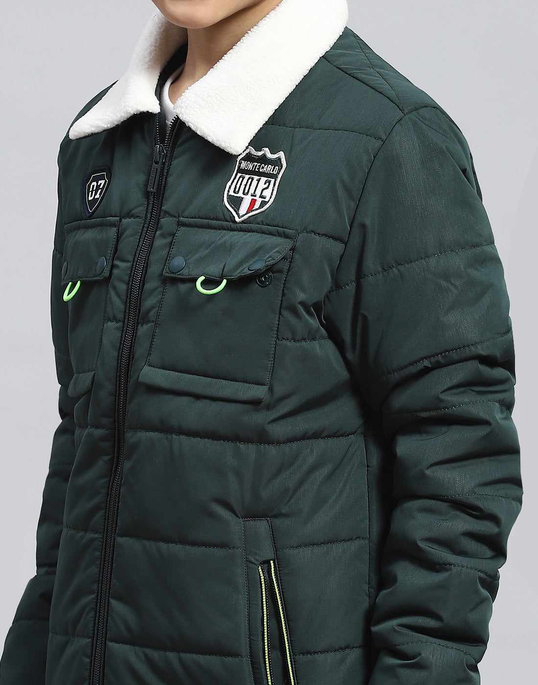 Boys Green Solid Collar Full Sleeve Boys Jacket