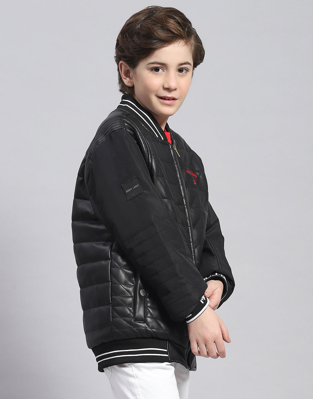 Boys Black Solid Mandarin Collar Full Sleeve Boys Jacket