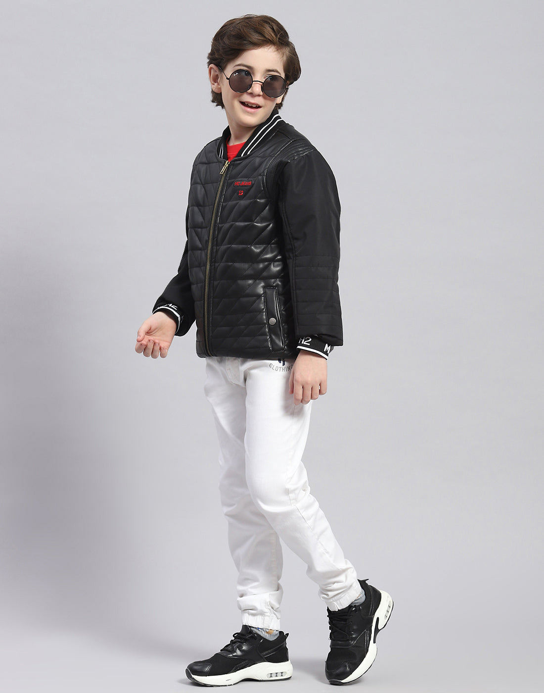 Buy Boys Black Solid Mandarin Collar Full Sleeve Boys Jacket