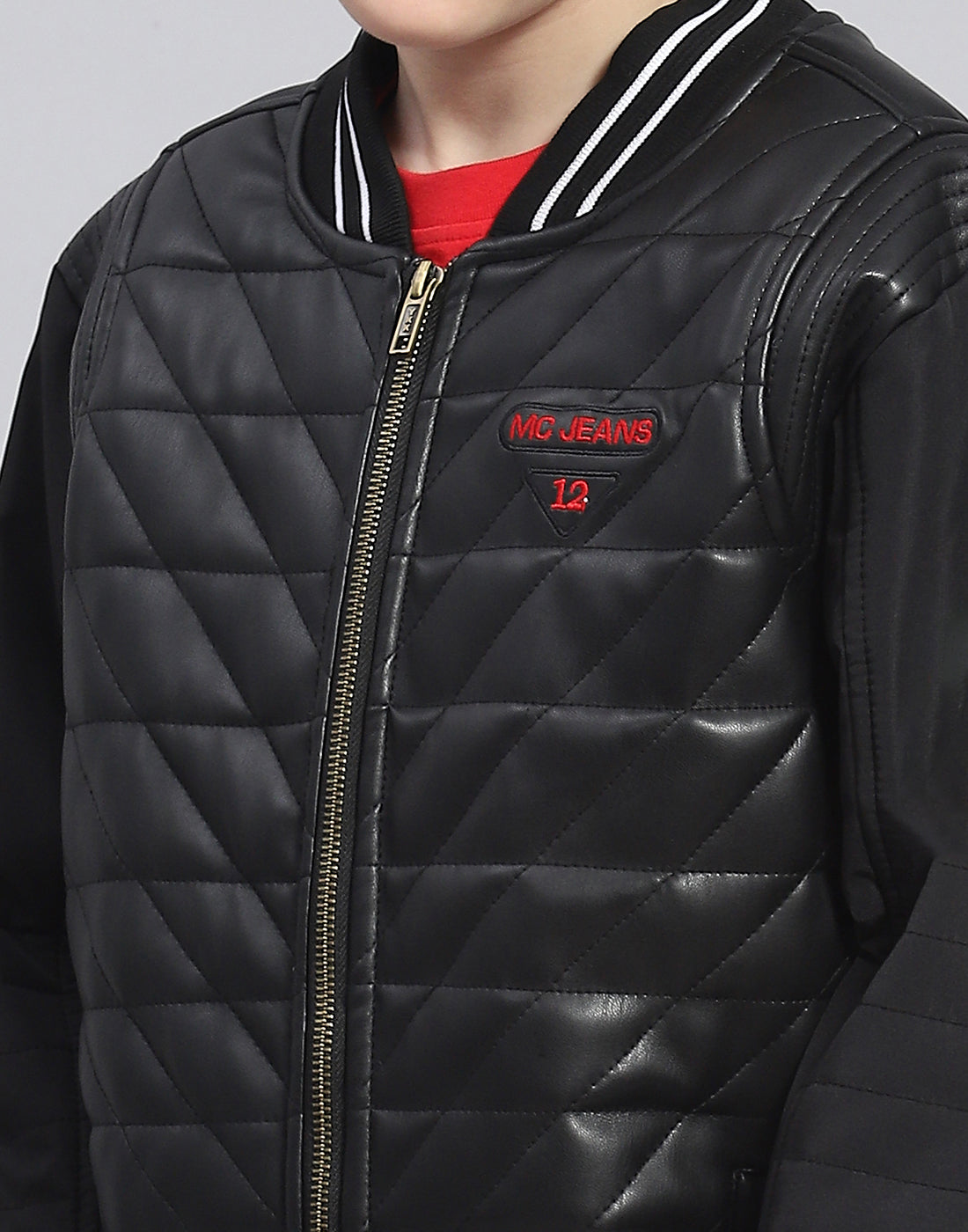 Boys Black Solid Mandarin Collar Full Sleeve Boys Jacket