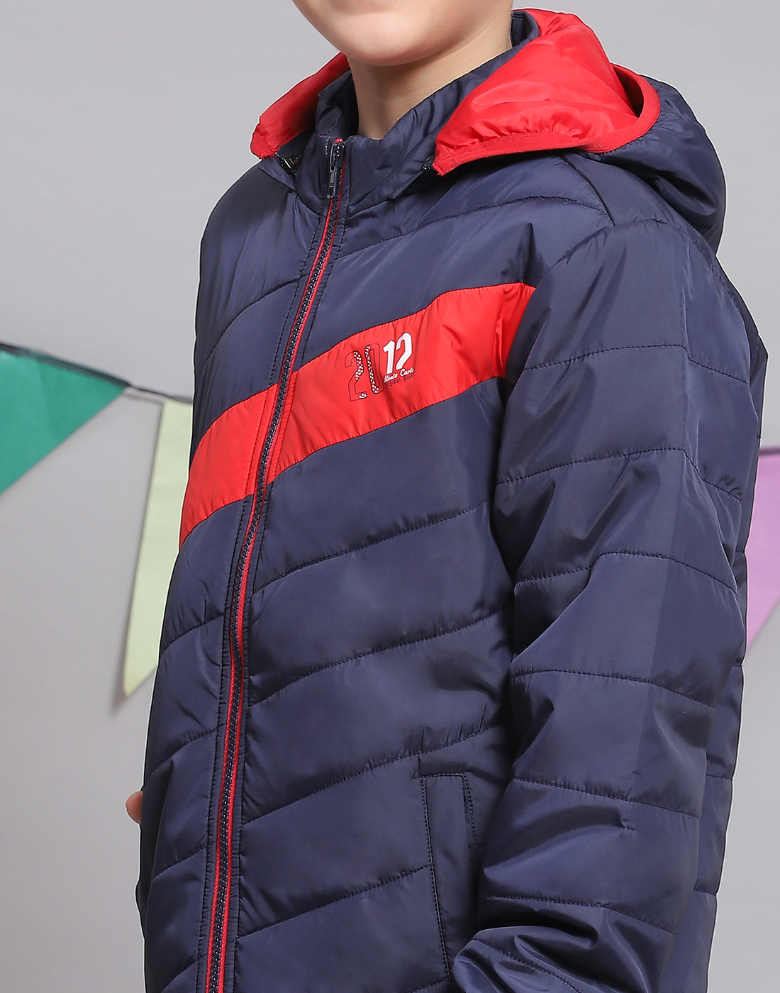 Boys Navy Blue Solid Hooded Full Sleeve Boys Jacket