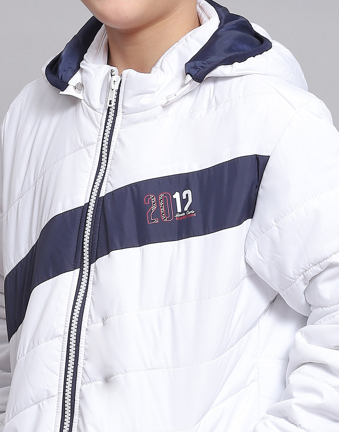 Boys White Solid Hooded Full Sleeve Boys Jacket