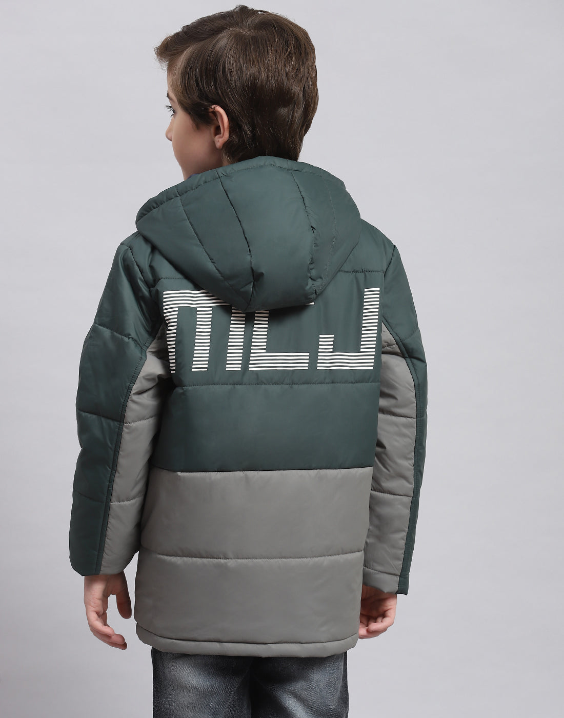 Boys Green Solid Hooded Full Sleeve Boys Jacket