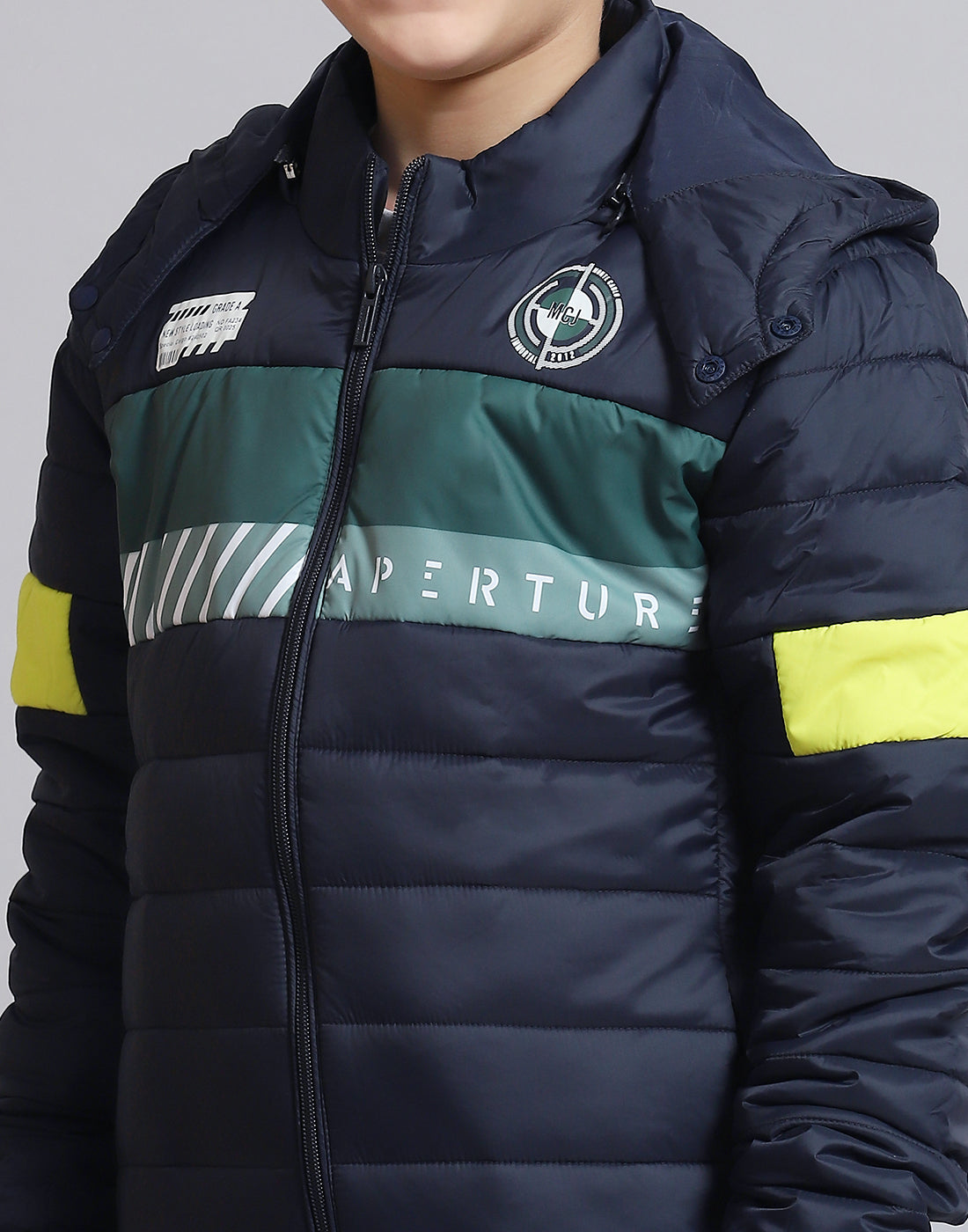 Boys Navy Blue Solid Hooded Full Sleeve Boys Jacket