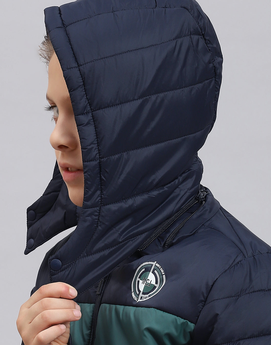 Boys Navy Blue Solid Hooded Full Sleeve Boys Jacket