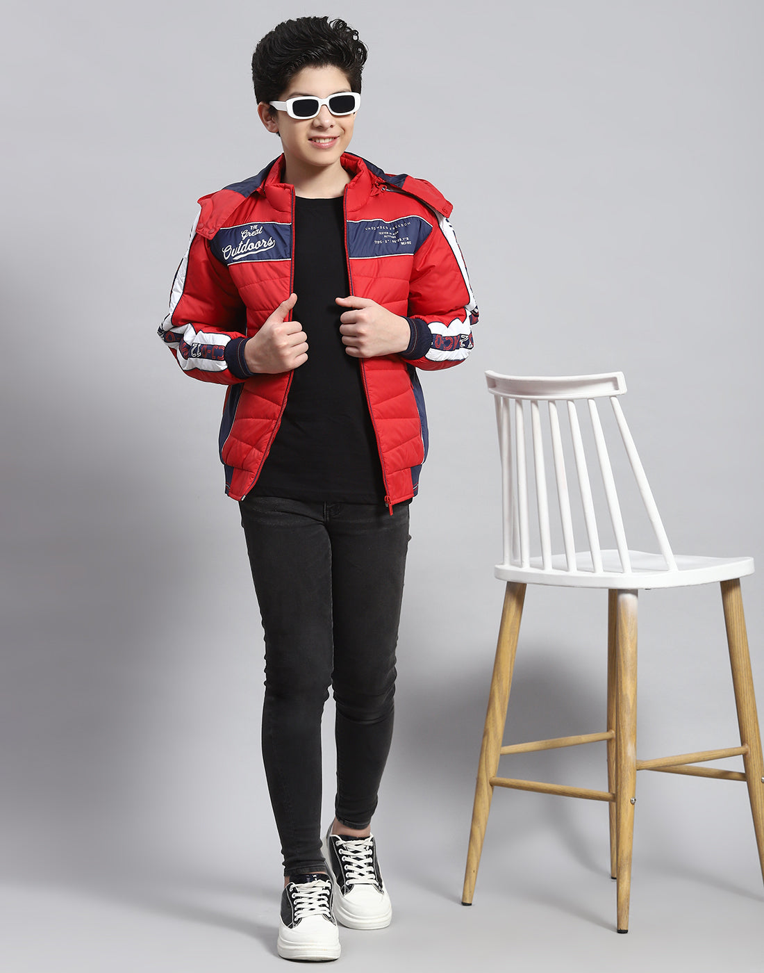 Buy Boys Red Solid Hooded Full Sleeve Boys Jacket Online in India