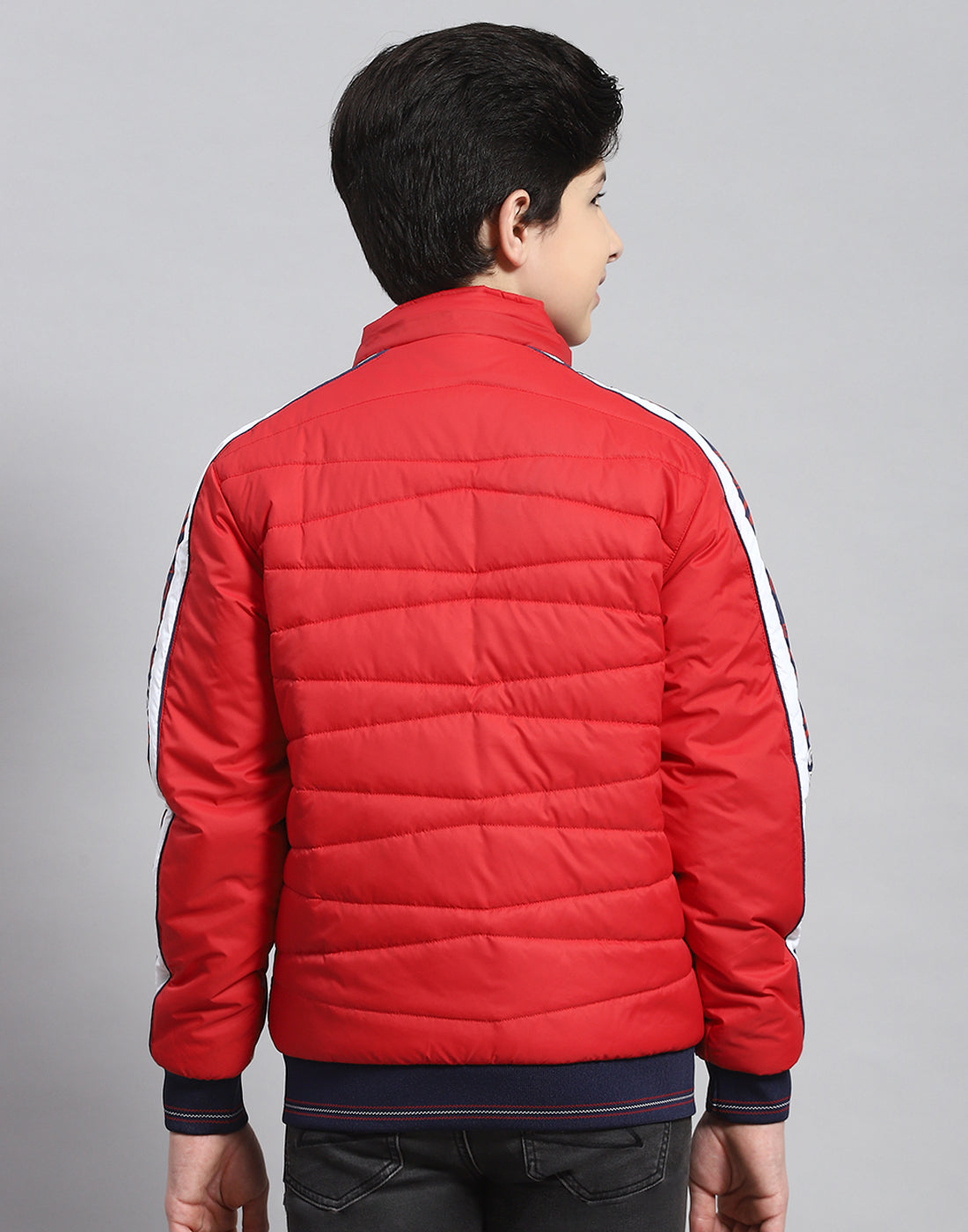 Boys Red Solid Hooded Full Sleeve Boys Jacket