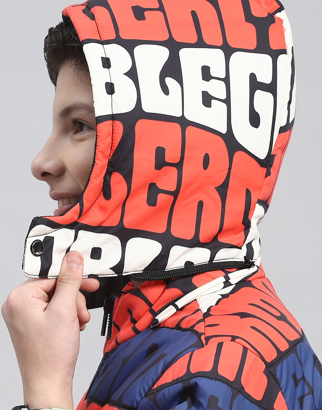 Boys Rust Printed Hooded Full Sleeve Boys Jacket