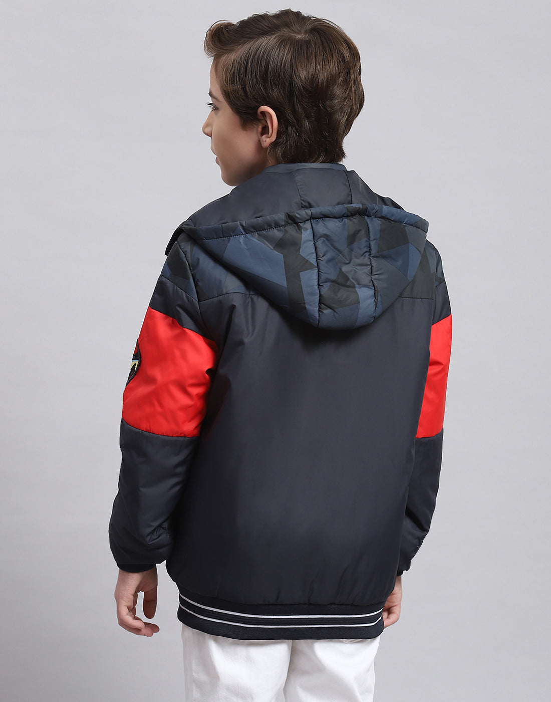 Boys Navy Blue Solid Hooded Full Sleeve Boys Jacket