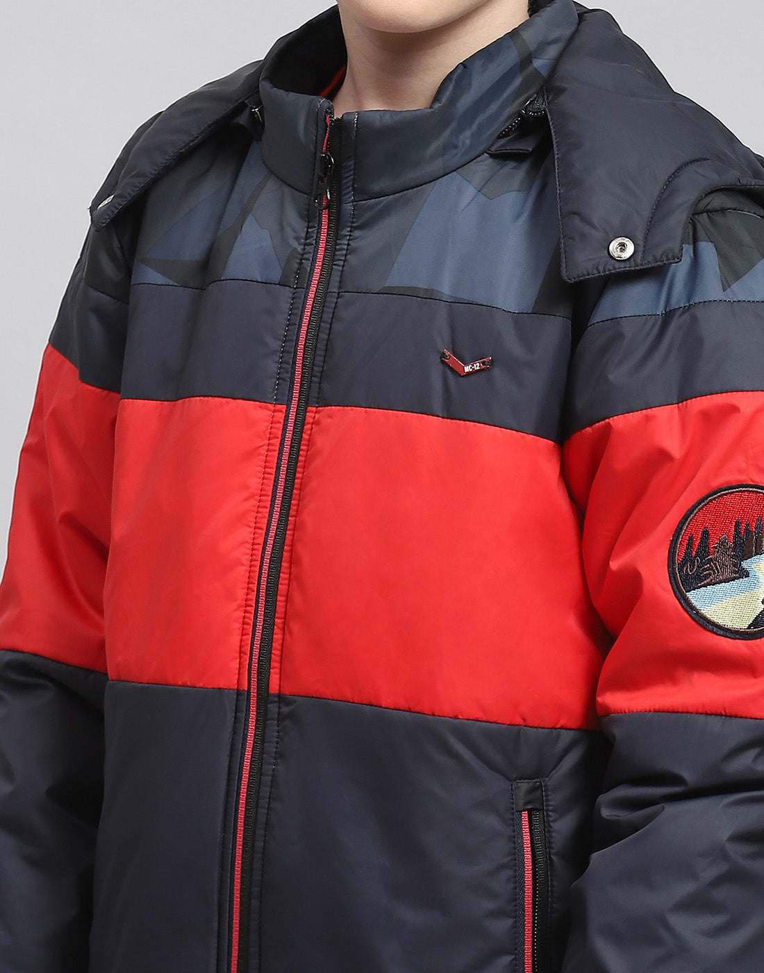 Boys Navy Blue Solid Hooded Full Sleeve Boys Jacket