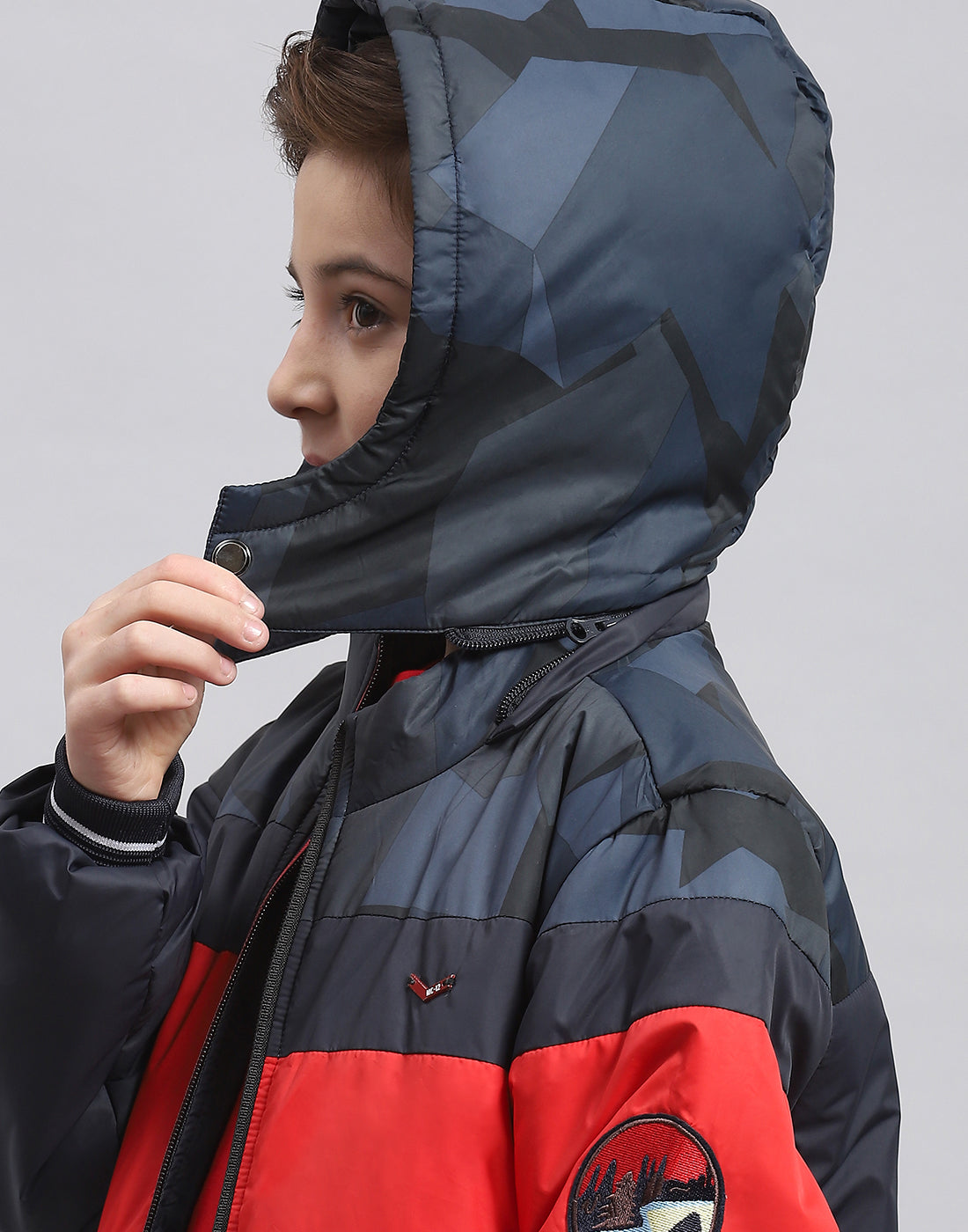 Boys Navy Blue Solid Hooded Full Sleeve Boys Jacket