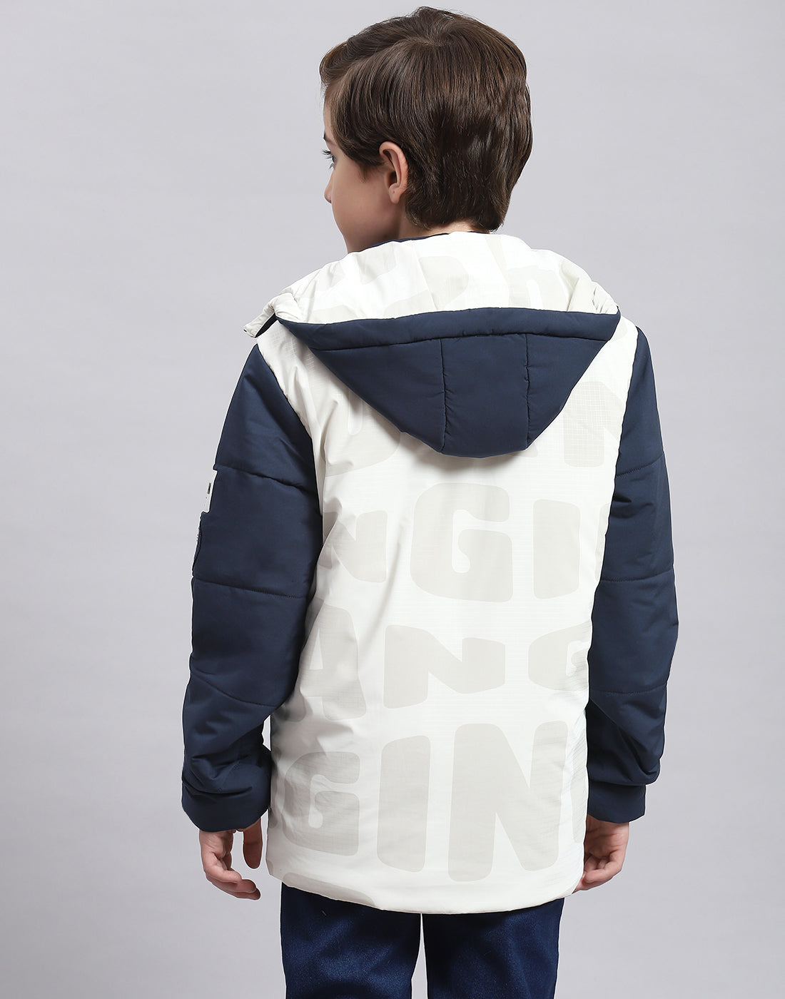 Boys Navy Blue Solid Hooded Full Sleeve Boys Jacket