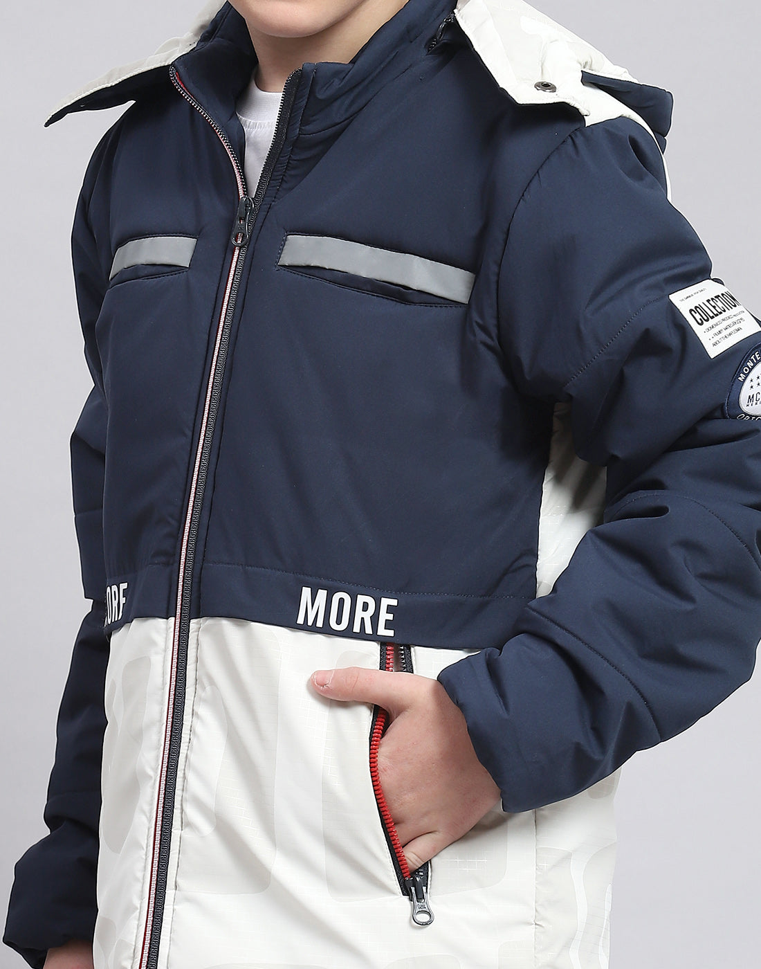 Boys Navy Blue Solid Hooded Full Sleeve Boys Jacket