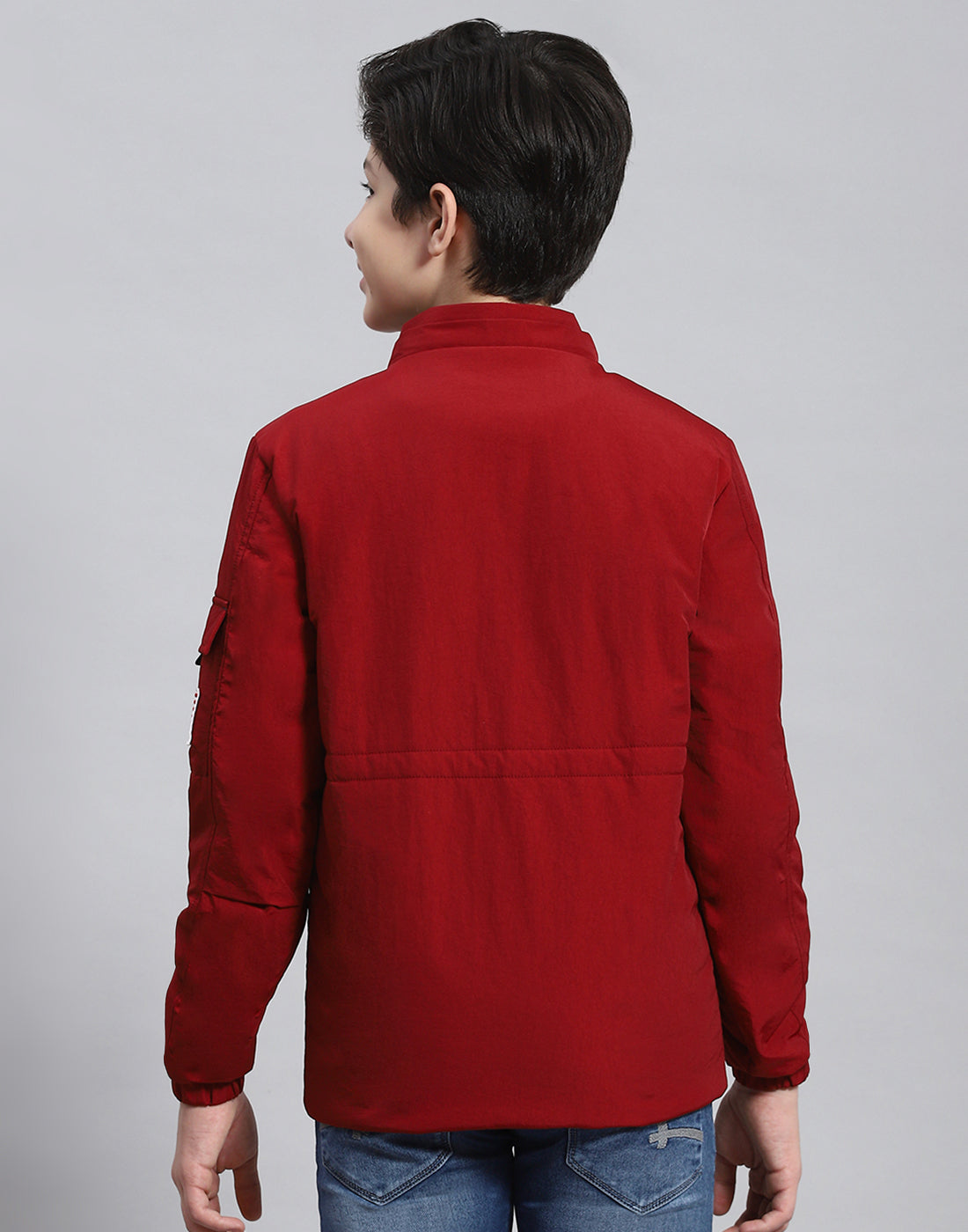 Boys Maroon Solid Hooded Full Sleeve Boys Jacket