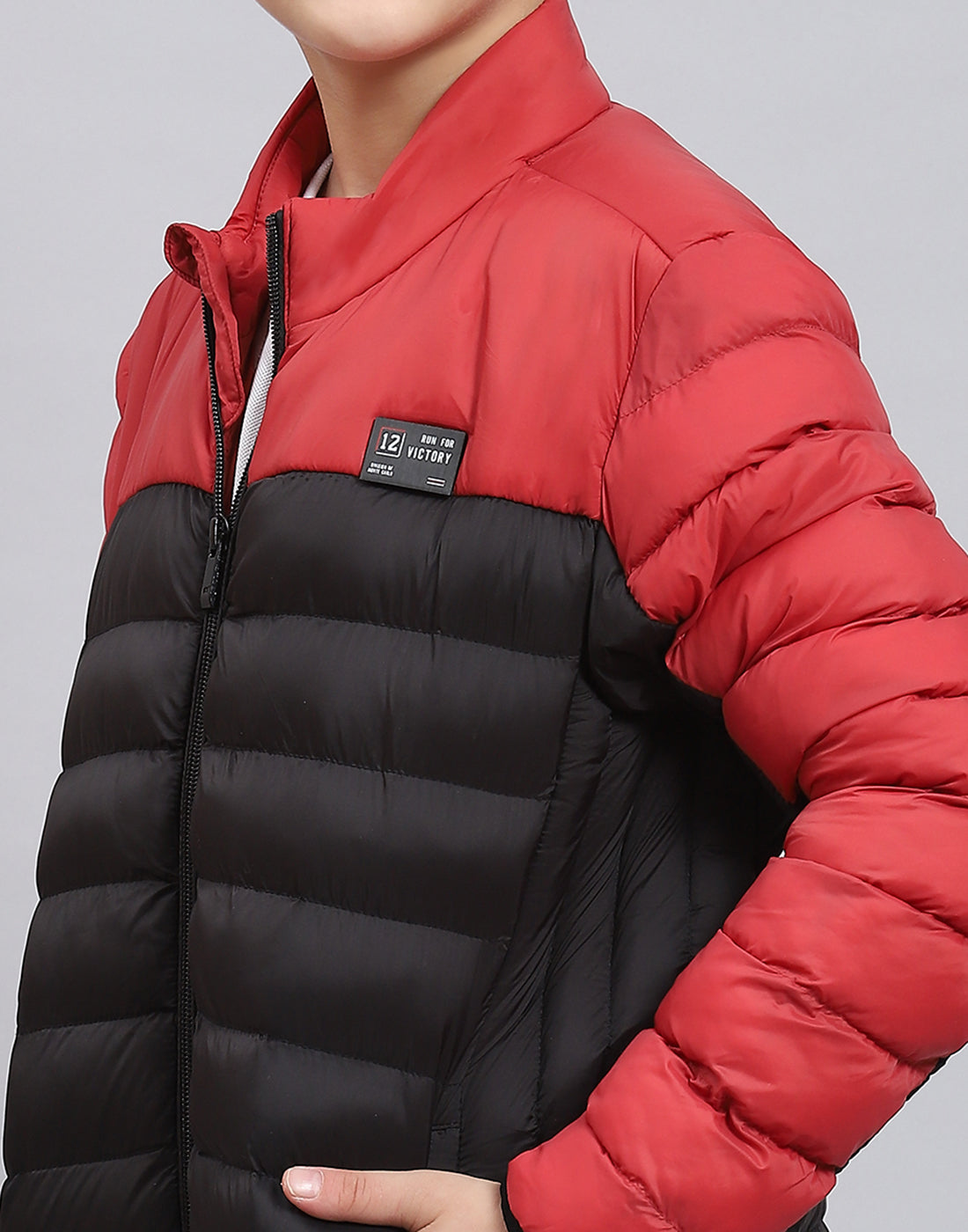 Boys Black Solid Stand Collar Full Sleeve Boys Jacket