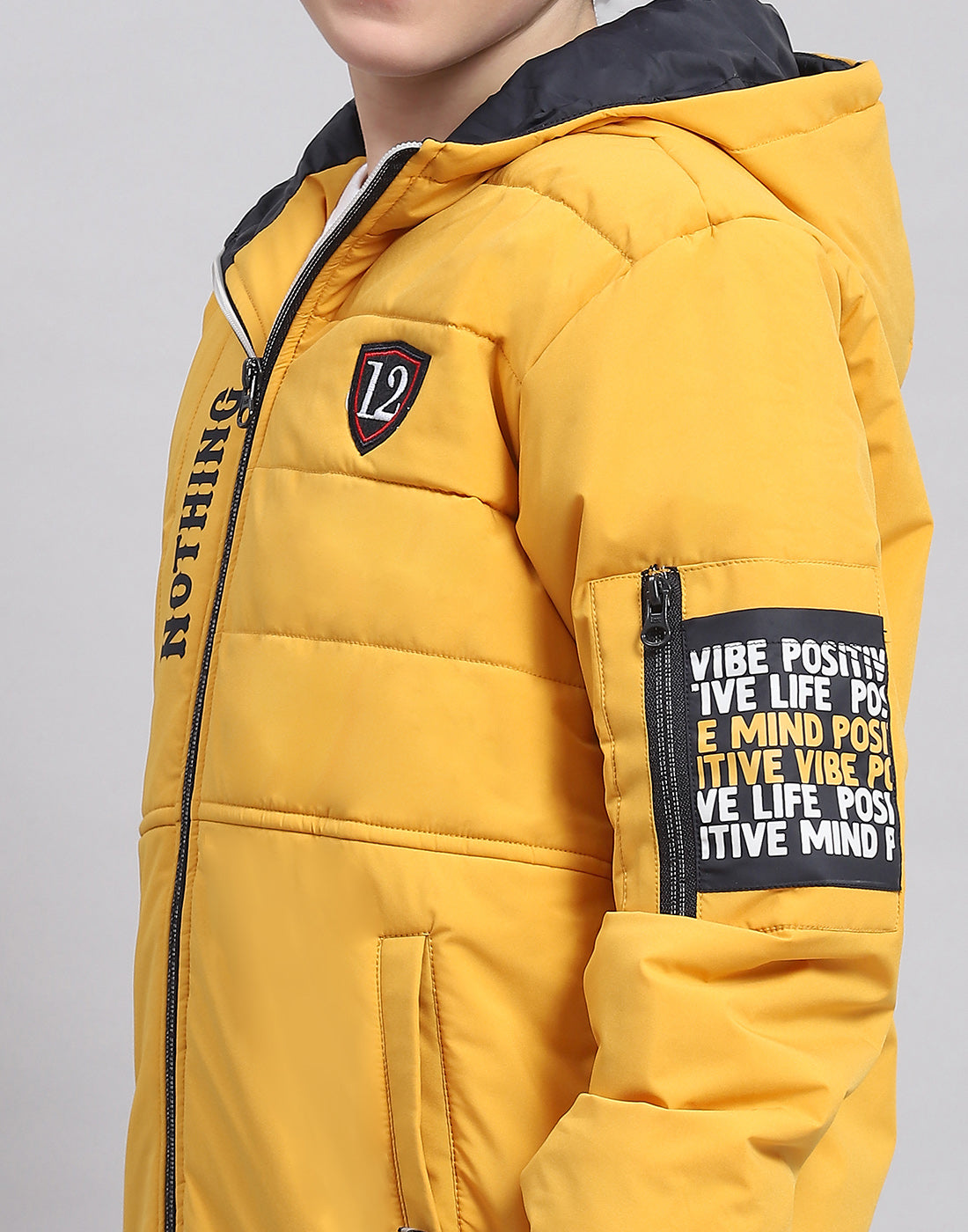 Boys Mustard Solid Hooded Full Sleeve Boys Jacket