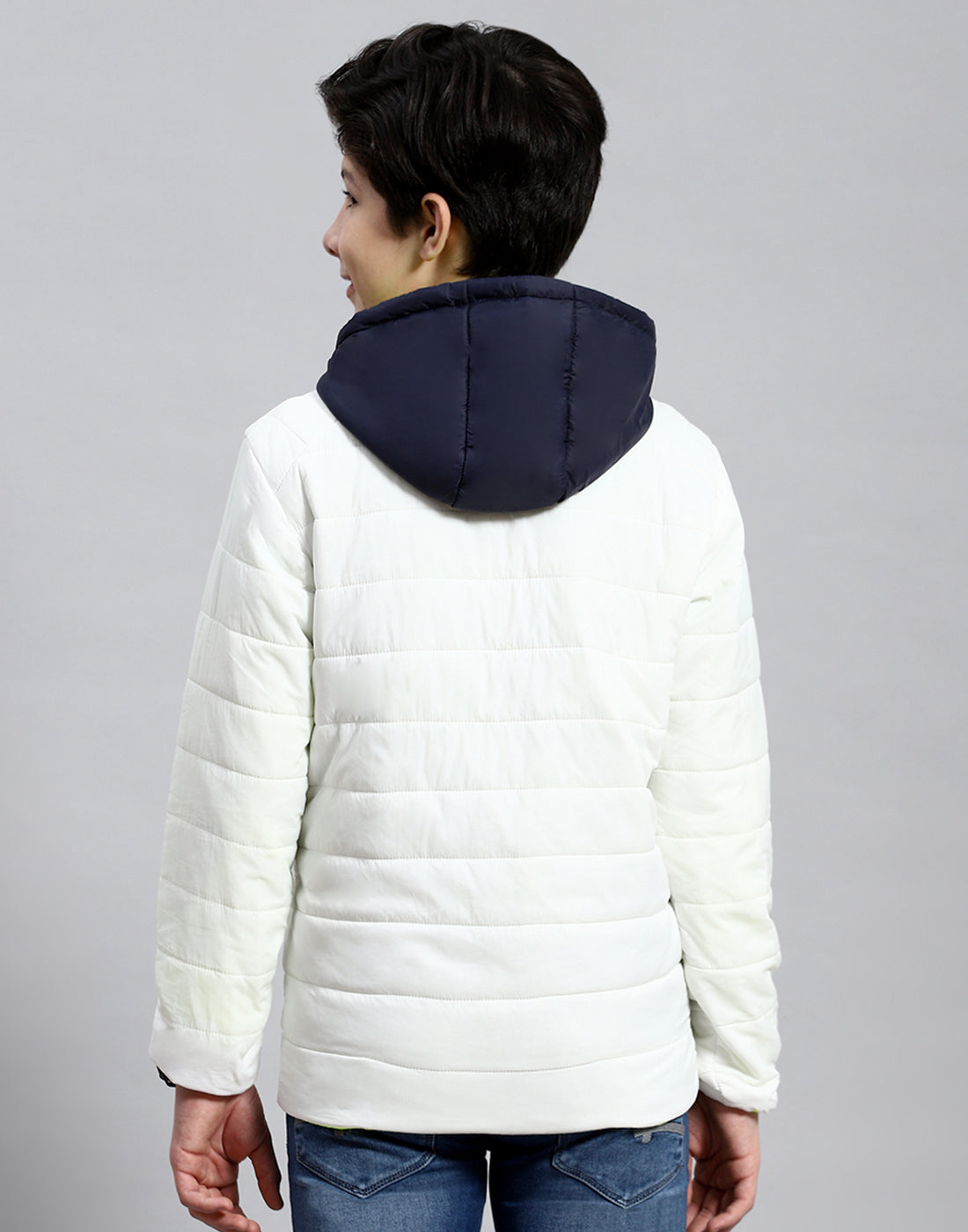 Boys White Solid Collar Full Sleeve Boys Jacket