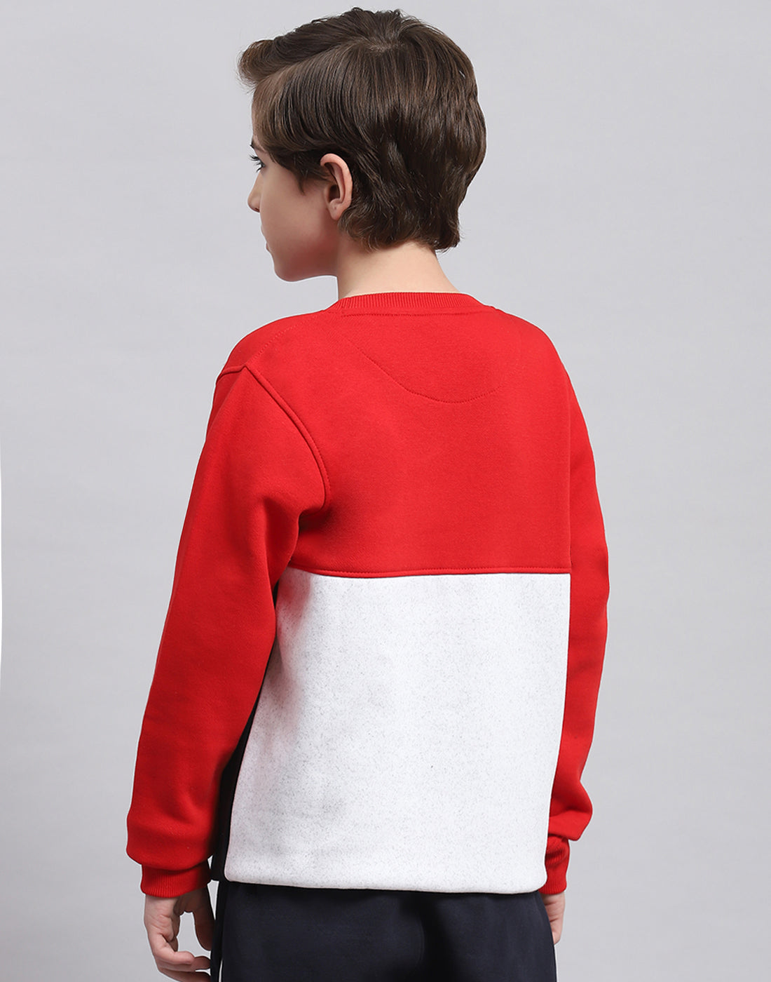 Boys Red Printed Round Neck Full Sleeve Sweatshirt