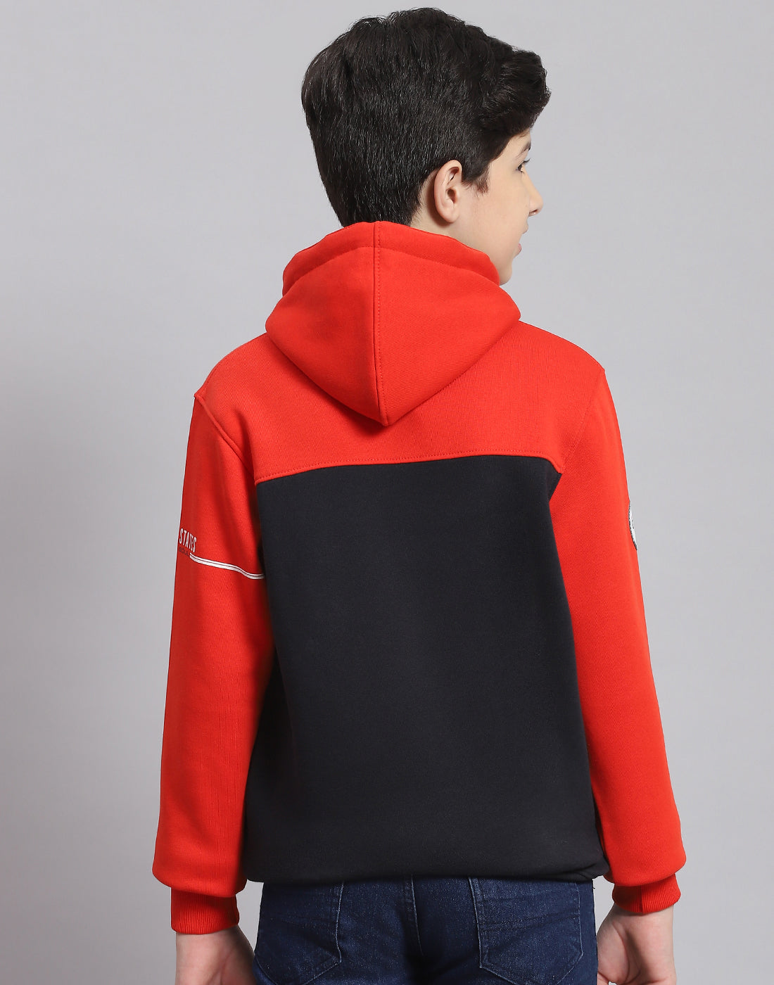 Boys Rust Printed Hooded Full Sleeve Sweatshirt
