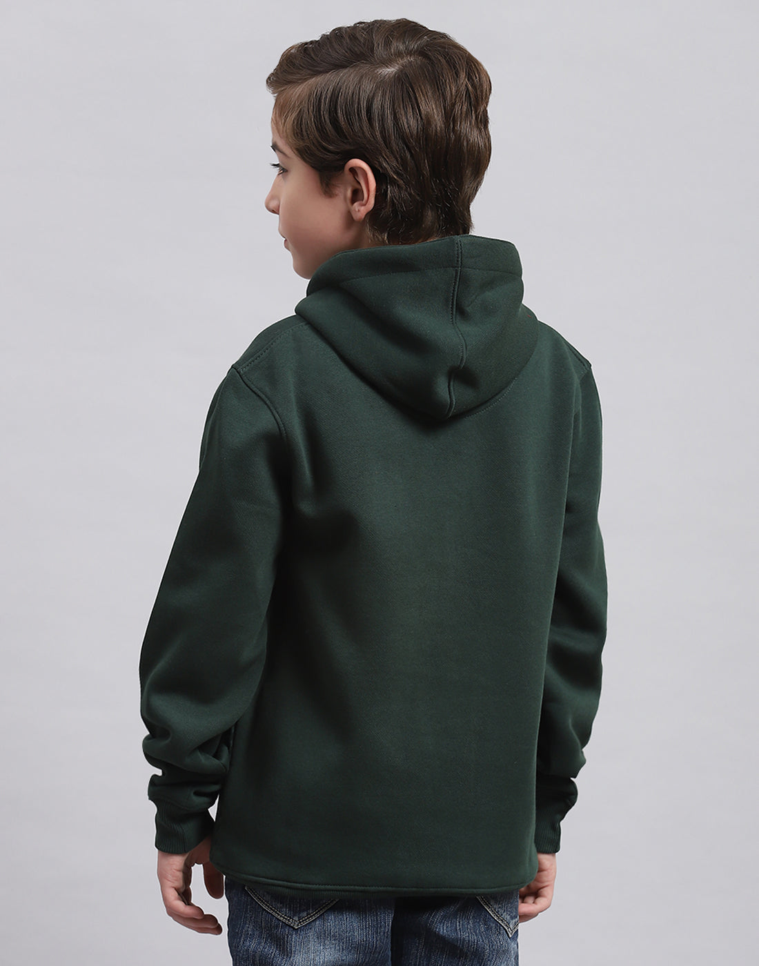 Boys Green Printed Hooded Full Sleeve Sweatshirt