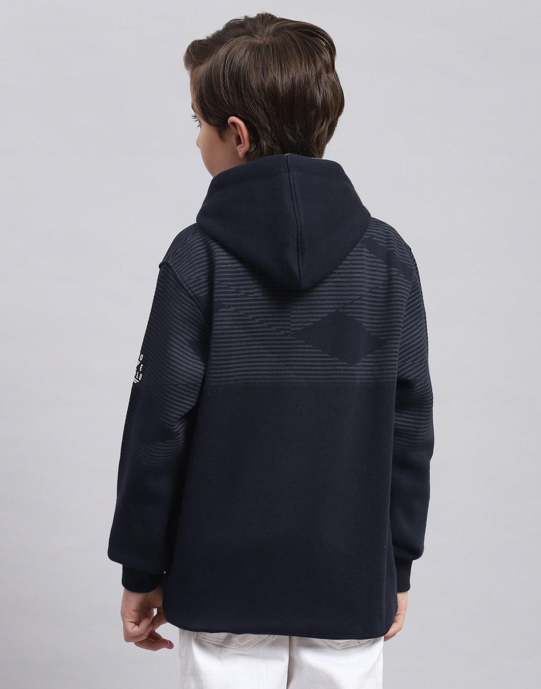 Boys Navy Blue Printed Round Neck Full Sleeve Sweatshirt
