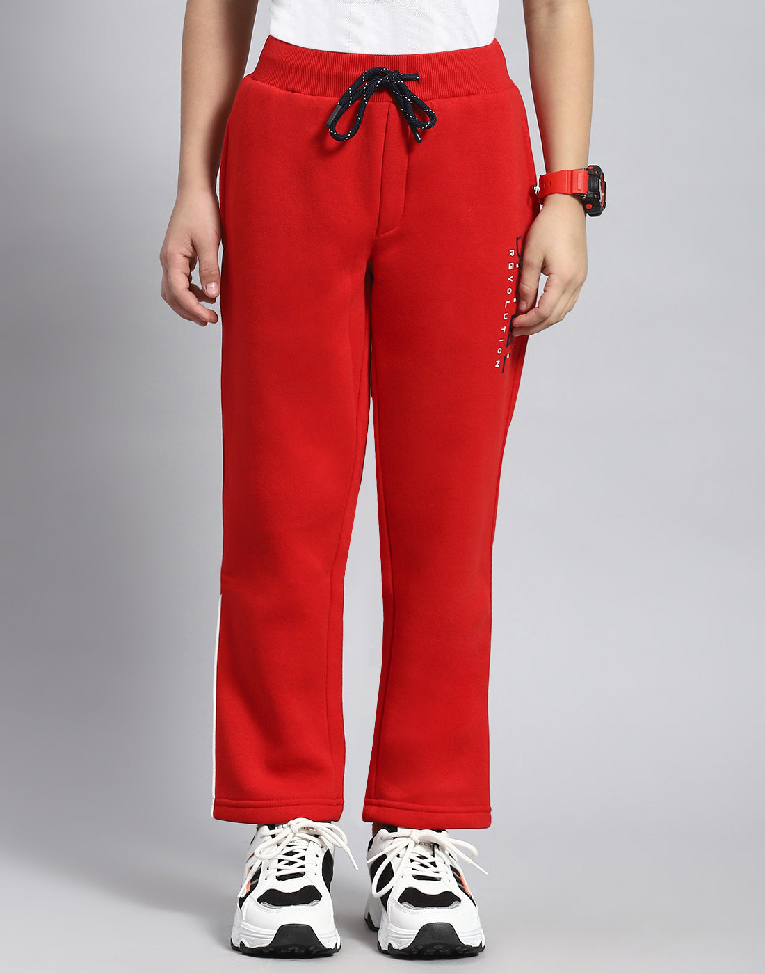Boys Red Solid Regular Fit Lower