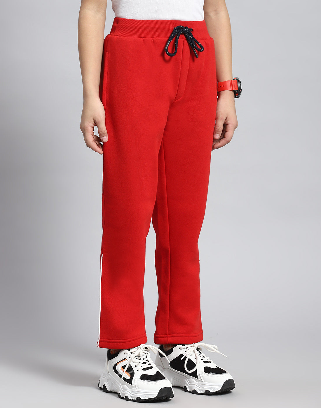 Boys Red Solid Regular Fit Lower