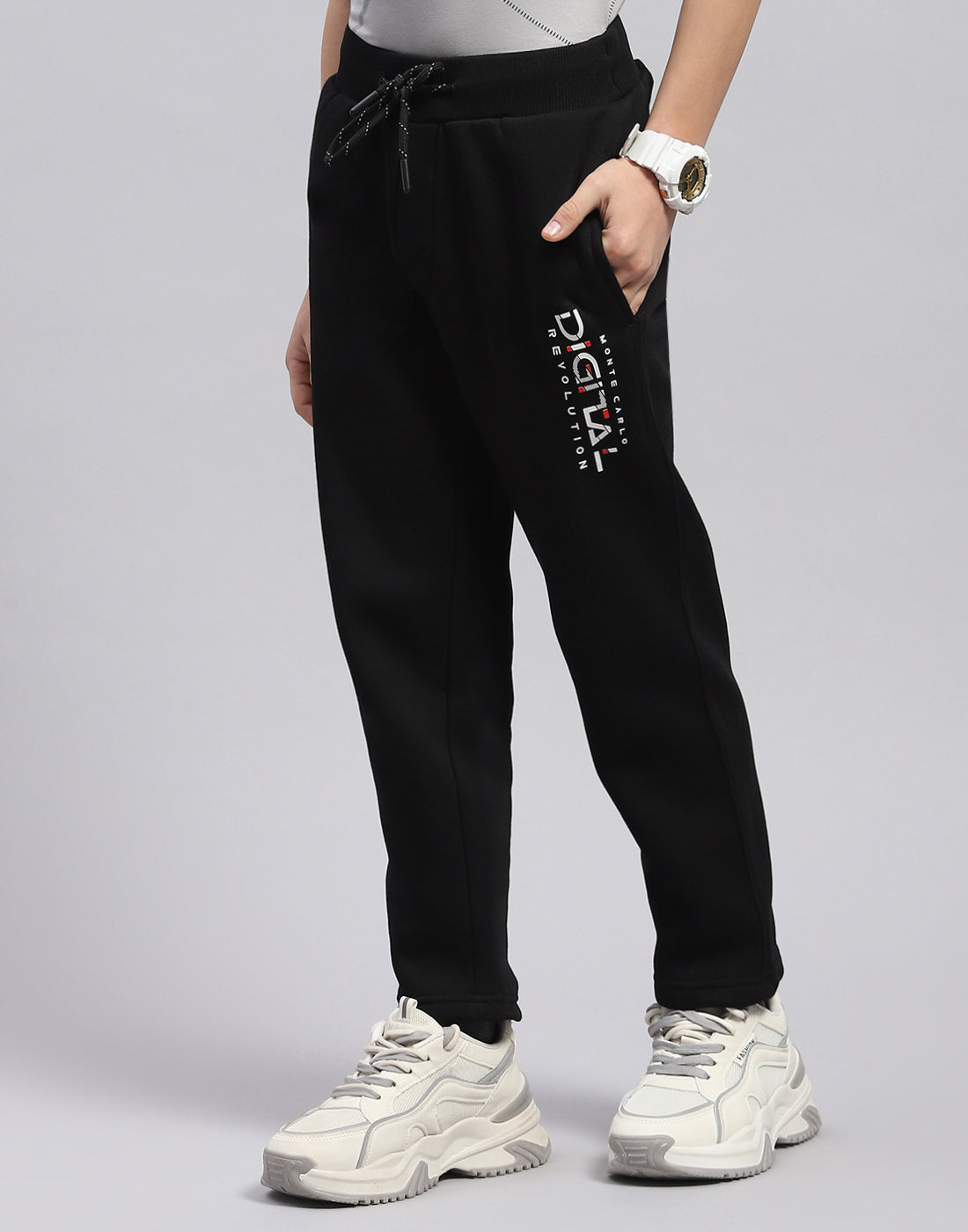 Boys Black Printed Regular Fit Lower