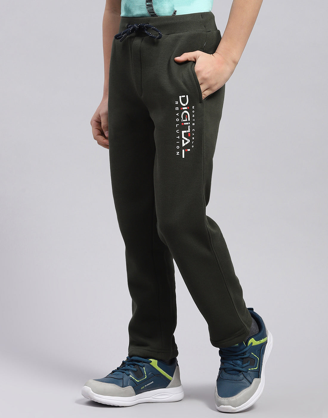 Boys Olive Printed Regular Fit Lower